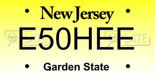 E50HEE New Jersey License Plate