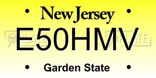 E50HMV New Jersey License Plate