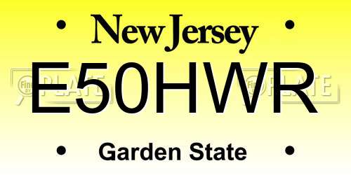E50HWR New Jersey License Plate