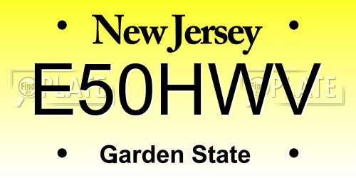 E50HWV New Jersey License Plate