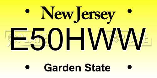 E50HWW New Jersey License Plate