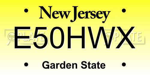 E50HWX New Jersey License Plate