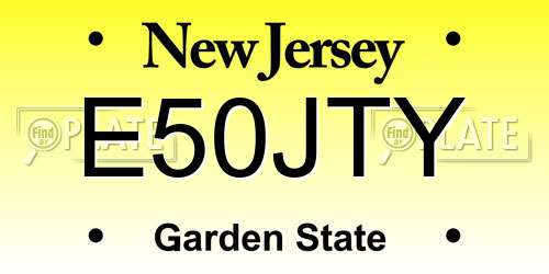 E50JTY New Jersey License Plate