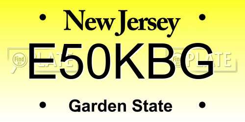 E50KBG New Jersey License Plate
