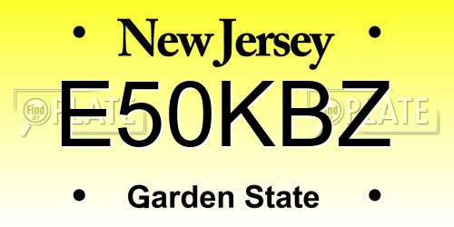 E50KBZ New Jersey License Plate