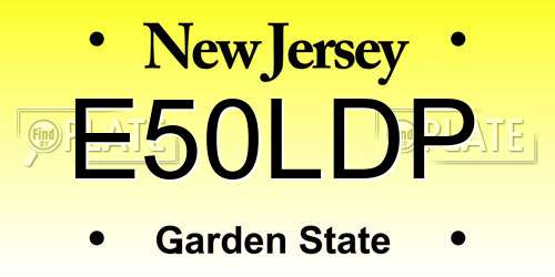 E50LDP New Jersey License Plate