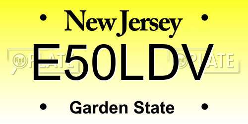 E50LDV New Jersey License Plate