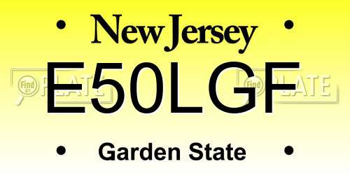 E50LGF New Jersey License Plate