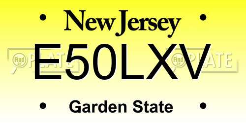 E50LXV New Jersey License Plate