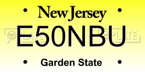 E50NBU New Jersey License Plate