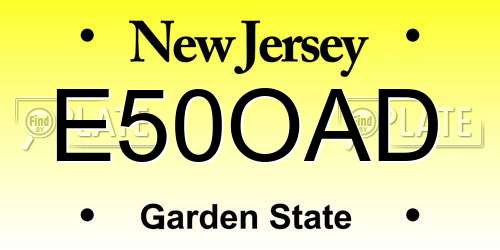 E50OAD New Jersey License Plate