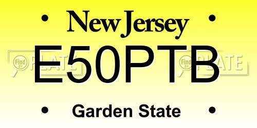 E50PTB New Jersey License Plate