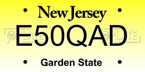 E50QAD New Jersey License Plate