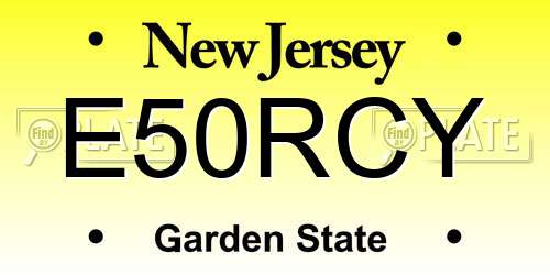 E50RCY New Jersey License Plate