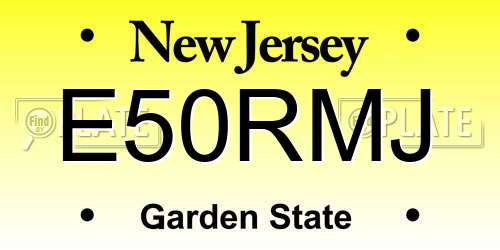 E50RMJ New Jersey License Plate