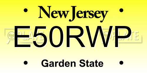 E50RWP New Jersey License Plate