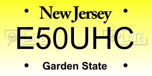 E50UHC New Jersey License Plate
