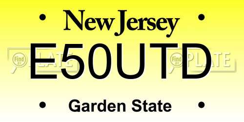 E50UTD New Jersey License Plate