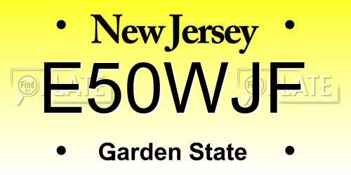 E50WJF New Jersey License Plate