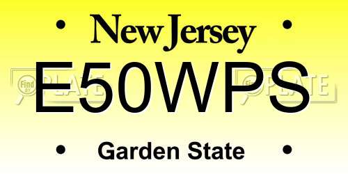 E50WPS New Jersey License Plate