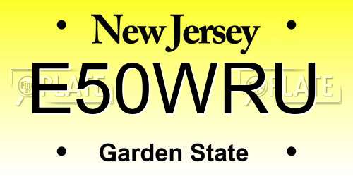 E50WRU New Jersey License Plate