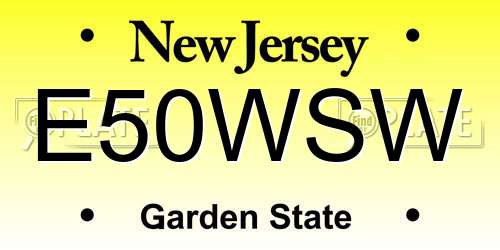 E50WSW New Jersey License Plate
