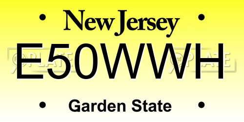 E50WWH New Jersey License Plate