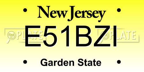 E51BZI New Jersey License Plate