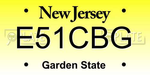 E51CBG New Jersey License Plate