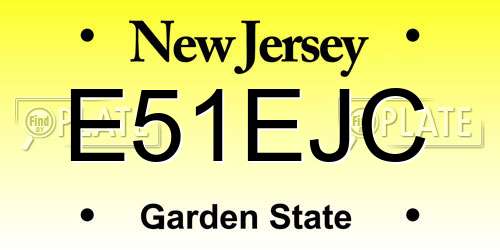 E51EJC New Jersey License Plate