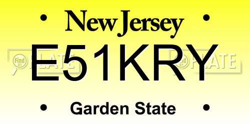 E51KRY New Jersey License Plate