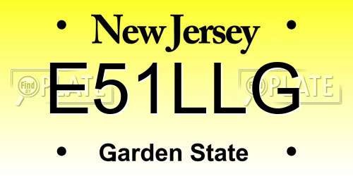 E51LLG New Jersey License Plate