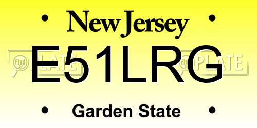 E51LRG New Jersey License Plate