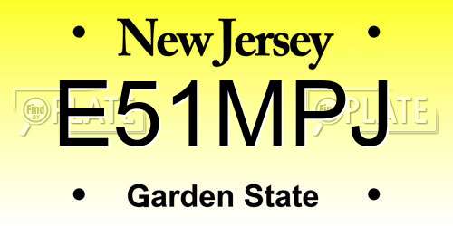 E51MPJ New Jersey License Plate