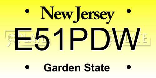 E51PDW New Jersey License Plate
