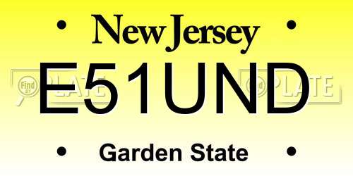 E51UND New Jersey License Plate