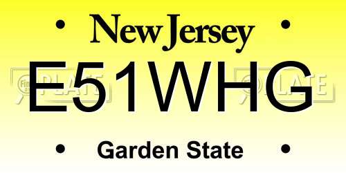 E51WHG New Jersey License Plate