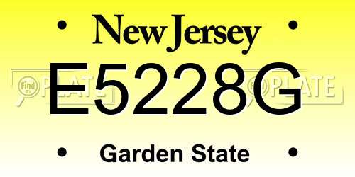 E5228G New Jersey License Plate