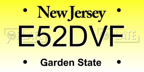 E52DVF New Jersey License Plate