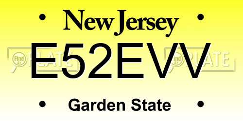 E52EVV New Jersey License Plate