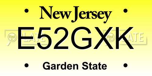 E52GXK New Jersey License Plate