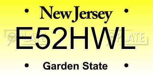 E52HWL New Jersey License Plate