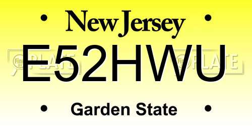 E52HWU New Jersey License Plate