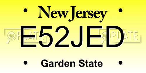 E52JED New Jersey License Plate