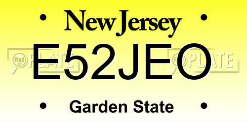 E52JEO New Jersey License Plate
