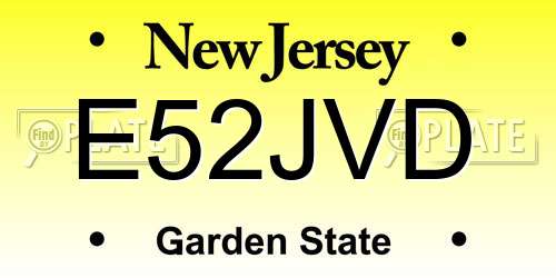 E52JVD New Jersey License Plate