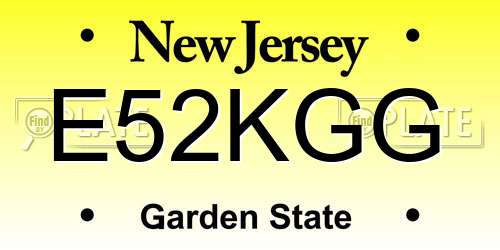 E52KGG New Jersey License Plate
