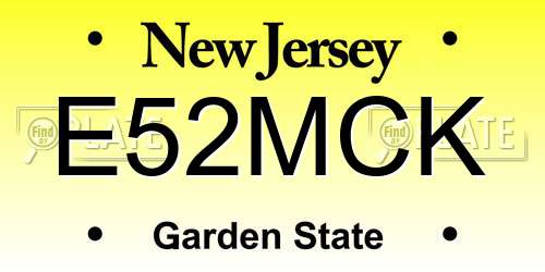 E52MCK New Jersey License Plate