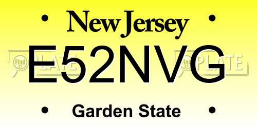 E52NVG New Jersey License Plate
