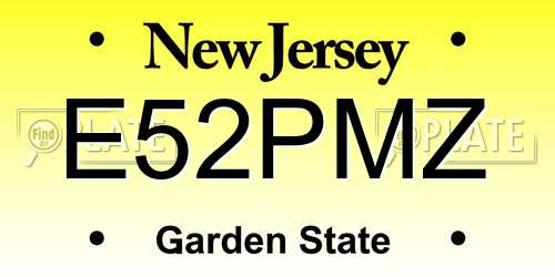 E52PMZ New Jersey License Plate